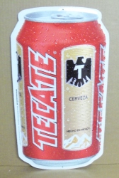 Bar New! Tecate Distressed Beer Can W/ Lime 17”x8” Tin Tacker Sign Man  Cave 