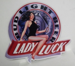 My Beer Sign Collection &#8211; Not for sale but can be bought&#8230; budlightladyluck1991tin