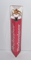 Silver Budweiser Lager Beer Tap Handle Red and White 