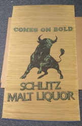 Vintage 1970’s Schlitz Malt Liquor woven grass wall mat/sign used 