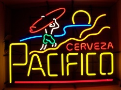 Pacifico Cerveza Sunset Surfer Neon Sign beer sign collection My Beer Sign Collection 3 &#8211; Not for sale but can be bought&#8230; pacificocervezasunsetsurfer