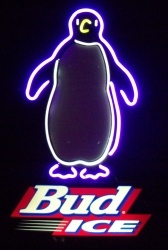 Bud Ice Beer Penguin Neon Sign  My Beer Sign Collection &#8211; Not for sale but can be bought&#8230; budicepenguinpanel