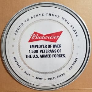 Budweiser Beer Military Tin Sign