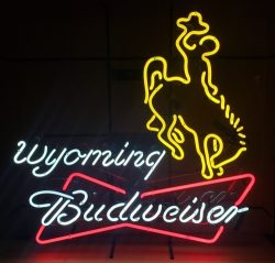Budweiser Beer Wyoming Bucking Bronco Neon Sign
