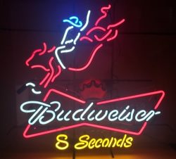 Budweiser Beer 8 Seconds Bull Rider Neon Sign  My Beer Sign Collection &#8211; Not for sale but can be bought&#8230; budweiser8secondsbullrider2011 e1659871061108