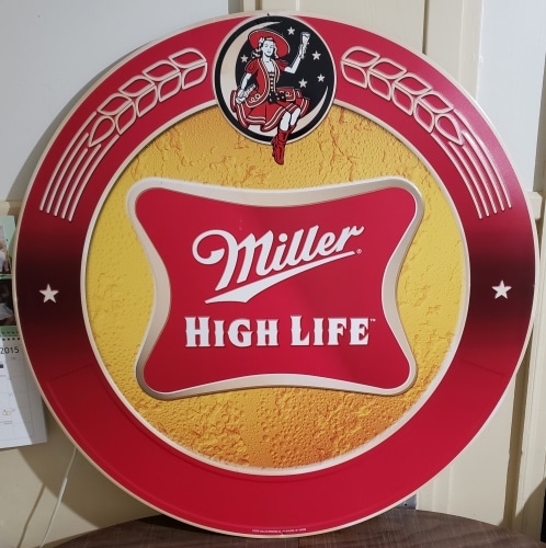 Miller High Life Beer Lady on the Moon Tin Sign