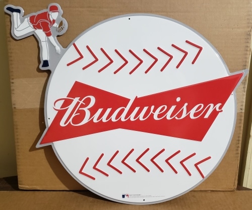 Budweiser Beer MLB Baseball Tin Sign