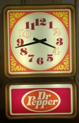 Dr. Pepper Soda Clock Light beer sign collection My Beer Sign Collection 2 &#8211; Not for sale but can be bought&#8230; drpepperlargeclocklight1974 e1667818519804