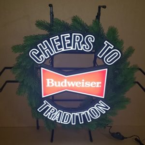 Budweiser Beer Holiday Wreath LED Sign