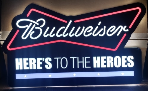 Budweiser Beer Heres To The Heroes LED Sign